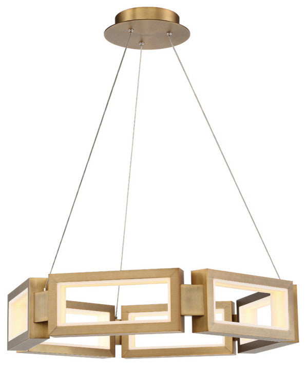 Mies 29" LED Chandelier 3000K, Aged Brass