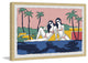 "Girls Sunbathing by the Pool" Framed Painting Print, 18"x12"