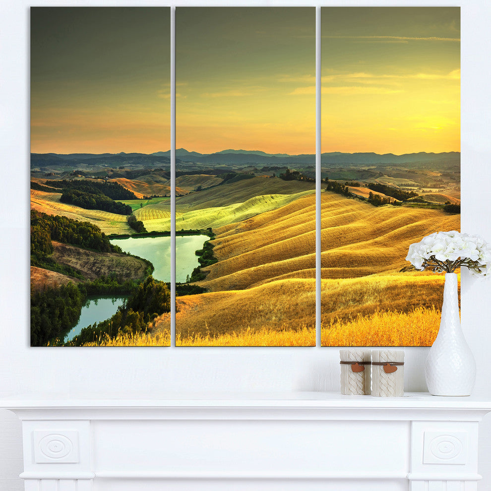 "Rural Landscape Italy Panorama" Metal Wall Art, 3 Panels, 36"x28"