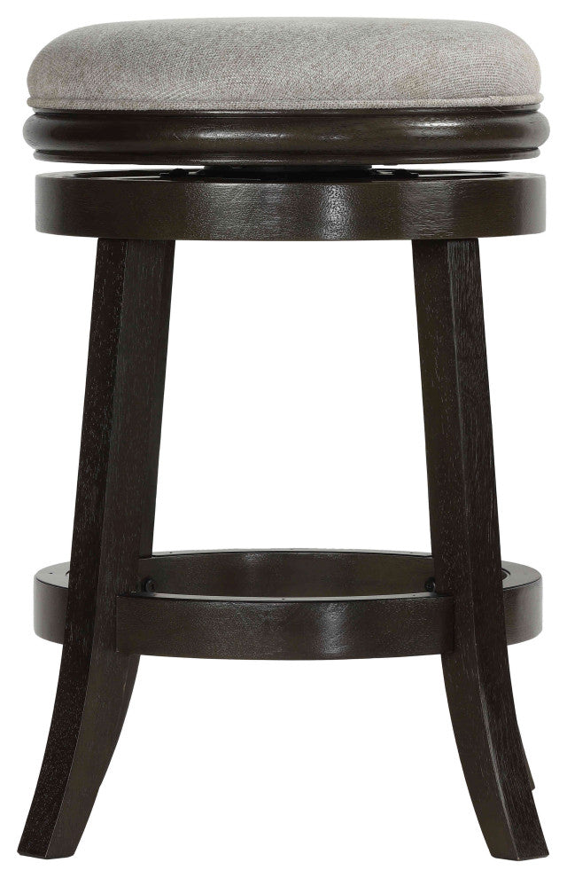 Clyffe Backless Swivel Counter Stool, Solid Wood, 24" Gray Fabric