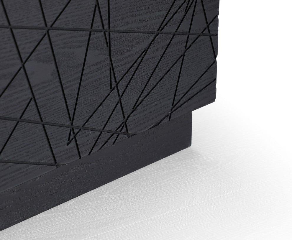 Modrest Kenda Modern Black Oak Square Coffee Table With Storage