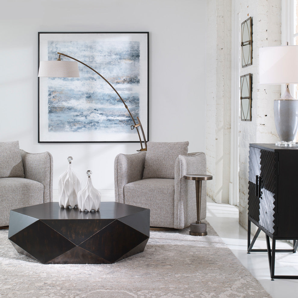 Uttermost Volker 49 x 14" Coffee Table, Worn Black