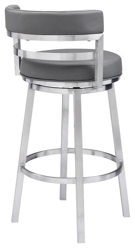 Madrid Contemporary 26" Counter Height Barstool in Brushed SS Finish