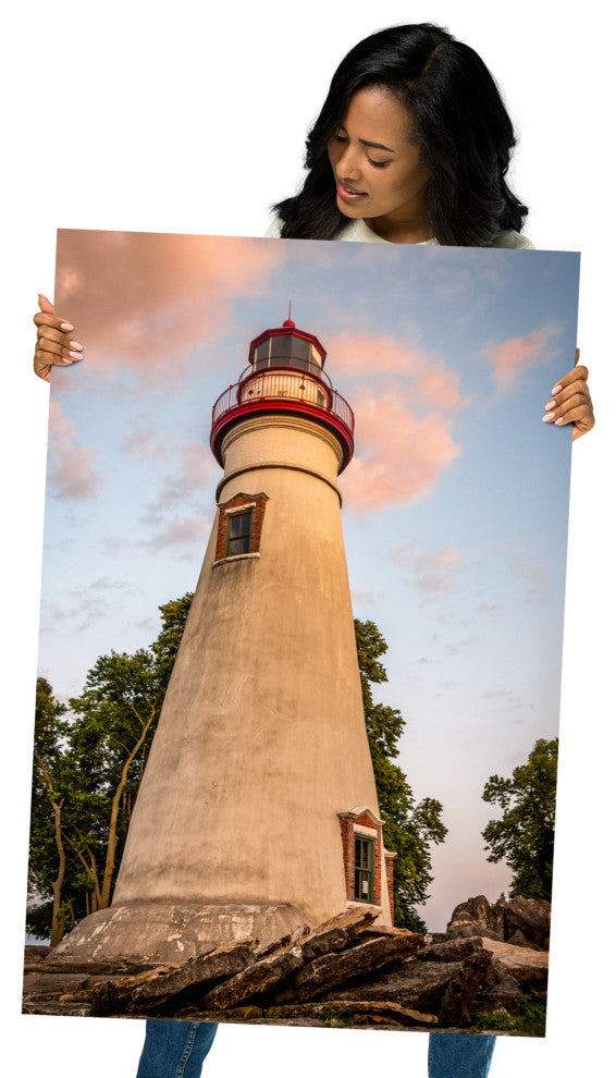 Marblehead Lighthouse at Sunset From the Shore Unframed Wall Art Prints, 24" X 36"