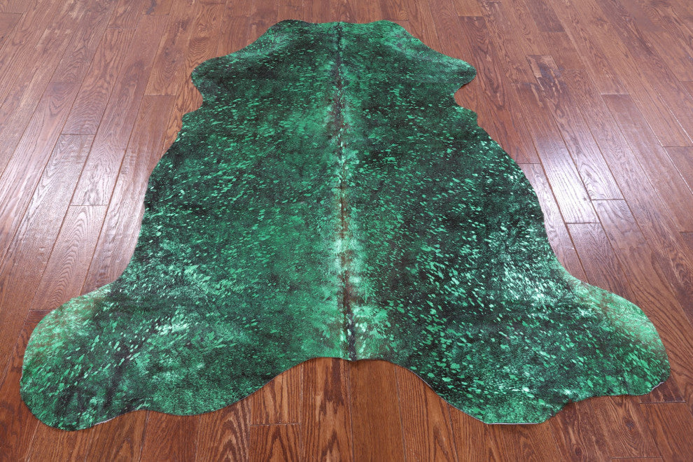 Green Metallic Cowhide Rug 6' 2" X 5' 10" C2141