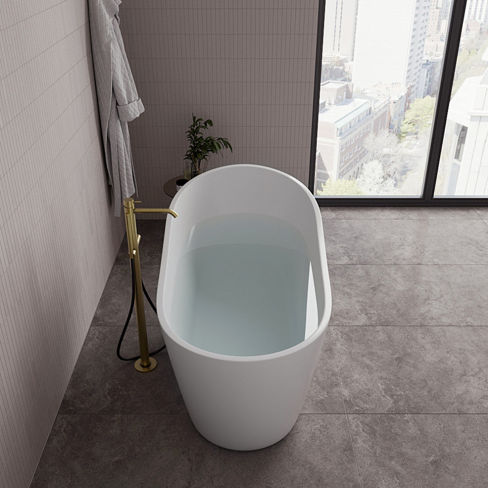 55" Streamline NDR-342-12-BBR Freestanding Tub, Tray, Drain in Brushed Brass