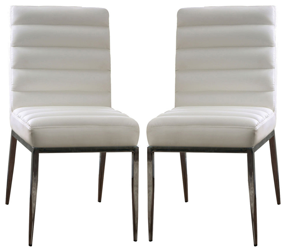 Leatherette And Metal Side Chair, White