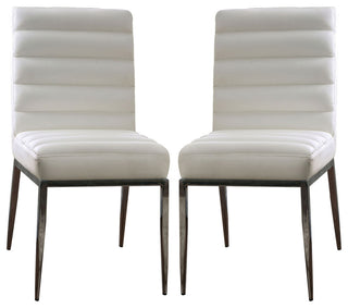 Leatherette And Metal Side Chair, White