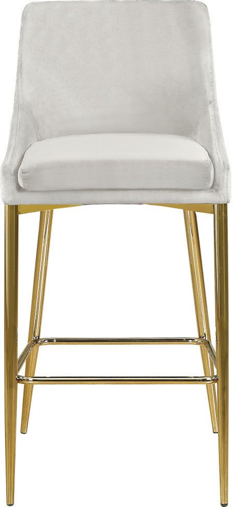 Karina Velvet Stool (Set of 2), Cream, Gold Base