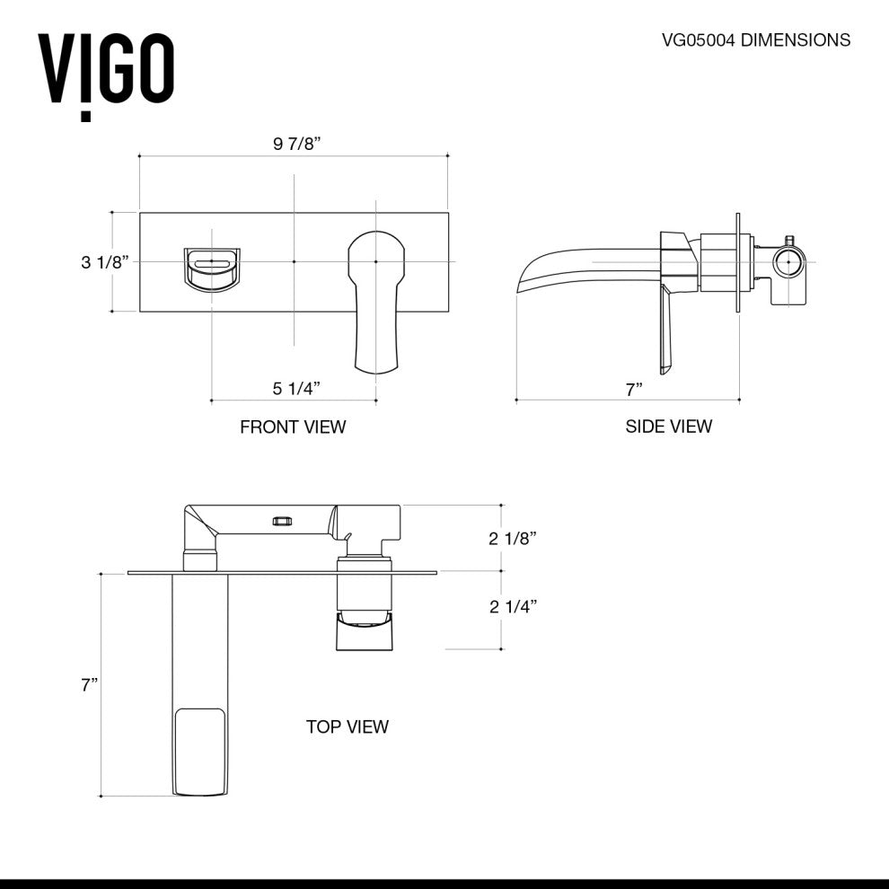 VIGO Cornelius 3" H Single Handle Wall Mount Bathroom Faucet, Matte Black
