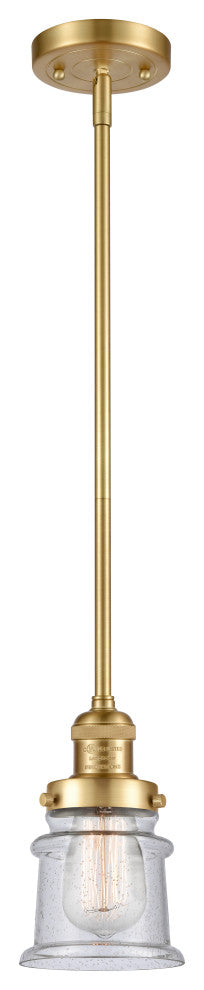 Small Canton 1 Light Mini Pendant, Satin Gold, Seedy