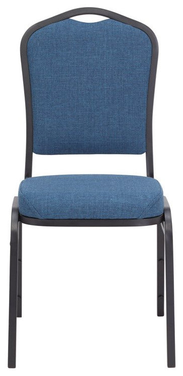 Set of 2 Dining Chair, Cushioned Fabric Seat With Crown Backrest, Natural Blue