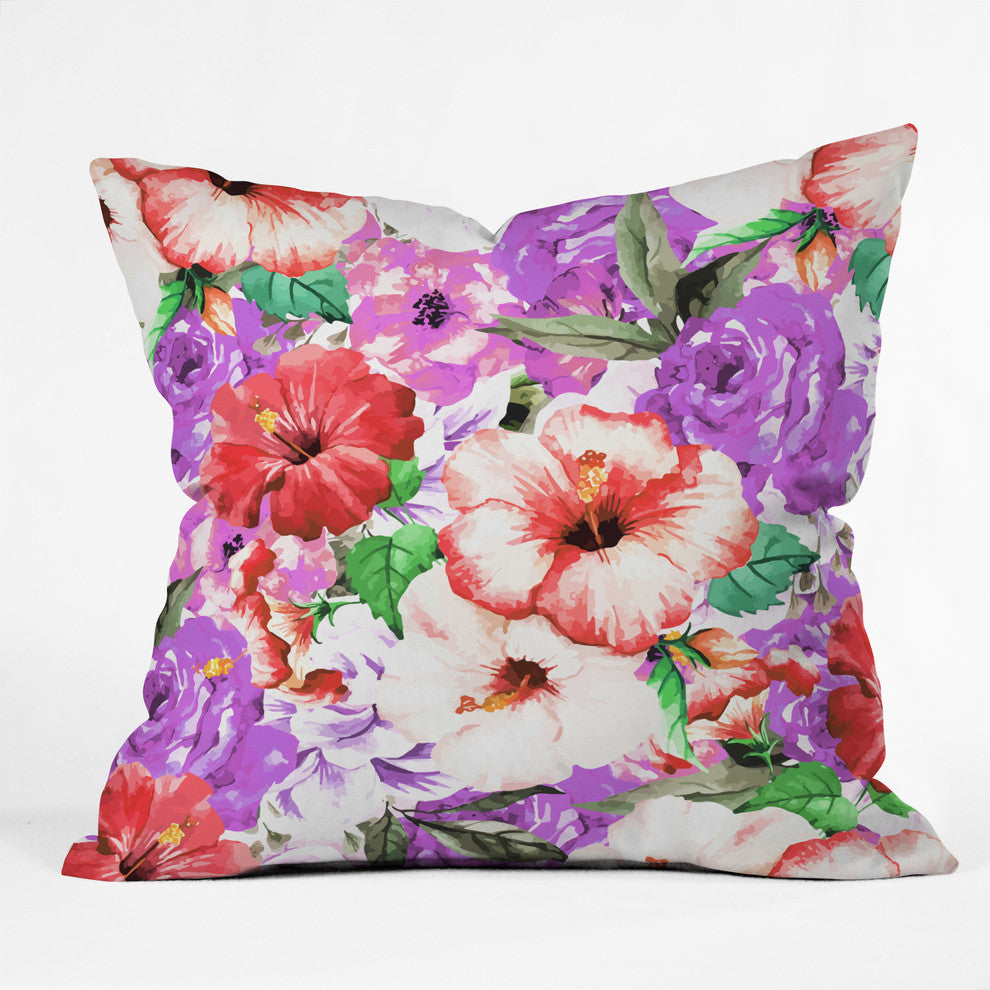 83 Oranges Purple Floral Throw Pillow