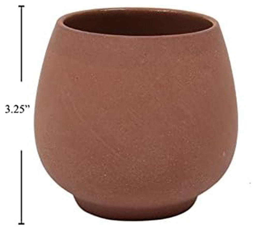 Ceramic Flower & Plant Vase, 3.54"L x 3.23"H x 3.54"W, Brown