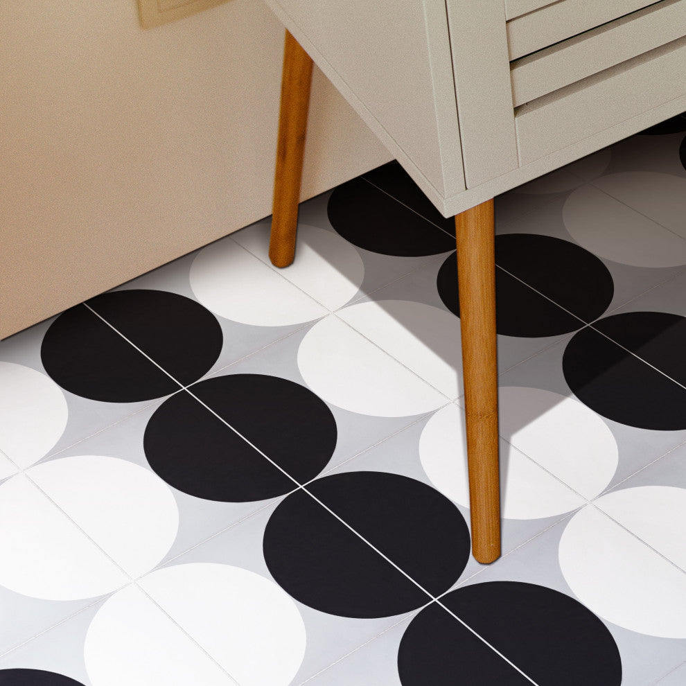Asni Handmade Cement Tile, Black/Gray, Sample