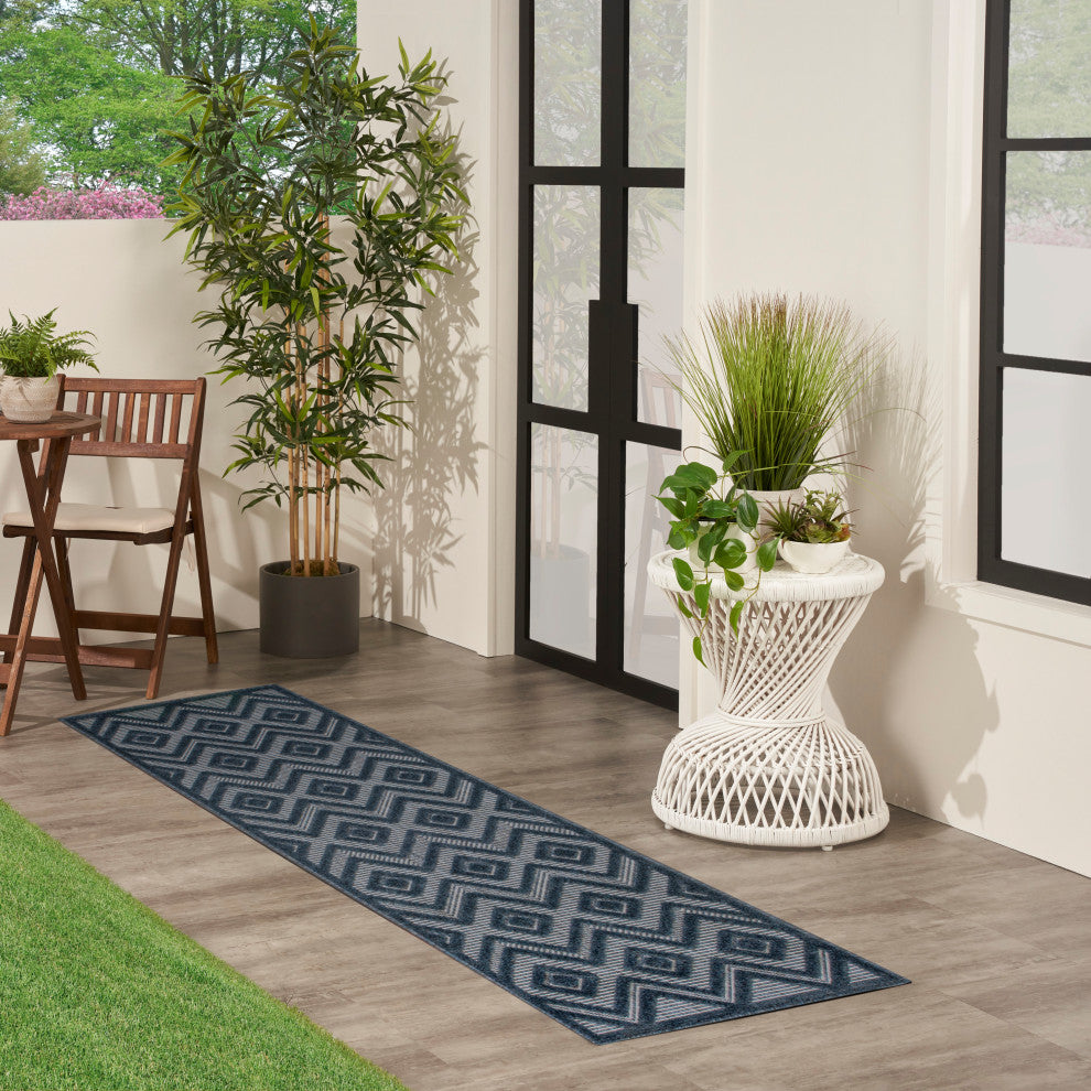 Nourison Versatile 2' x 6' Navy Blue Modern Rug