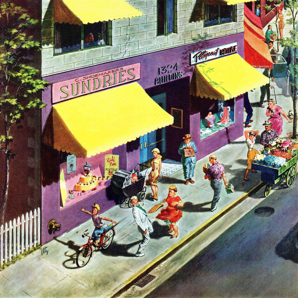 "Bicycle Tricks" Painting Print on Canvas by Thornton Utz