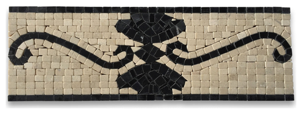 Marble Mosaic Border Listello Tile Royal Nero 4x12 Polished Tumbled, 1 piece