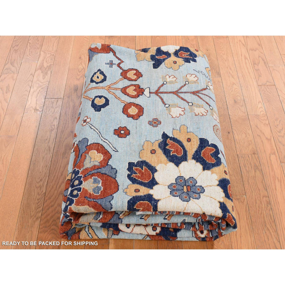 Gray, Peshawar With Antiqued Sultanabad Design, Hand Knotted, Rug, 8'2"x10'