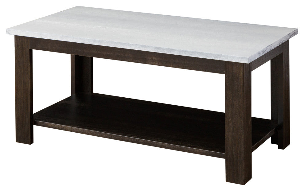 Logan Traditional 40" Wide Coffee Table with Shelf, Espresso/ White
