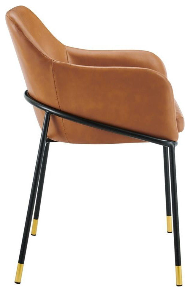 Jovi Vegan Leather Dining Chair Black Tan