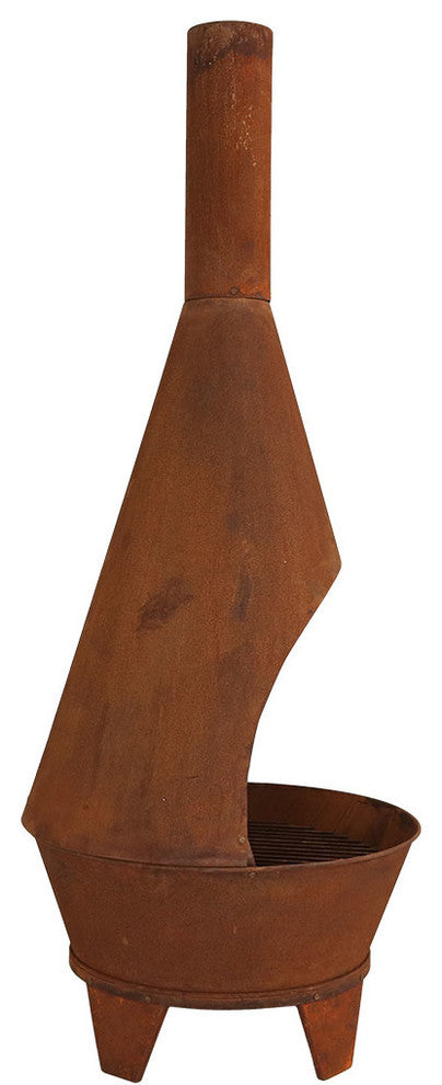 Sunnydaze Rustic Chiminea Outdoor Wood-Burning Fireplace Fire Pit - 6-Foot