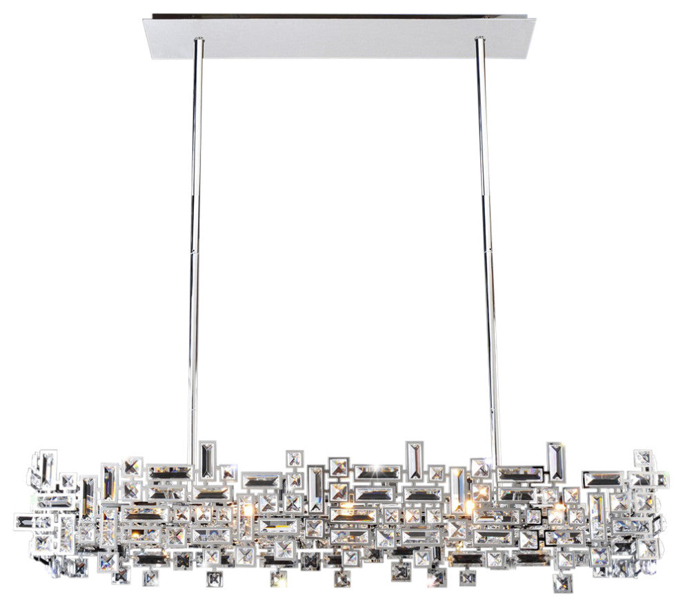 Vermeer 14x8" 8 Lt Modern Island Light by Allegri, Brushed Champagne Gold, Fire
