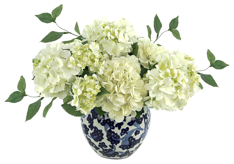 Hydrangea Floral Arrangement in Decorative Ceramic Vase