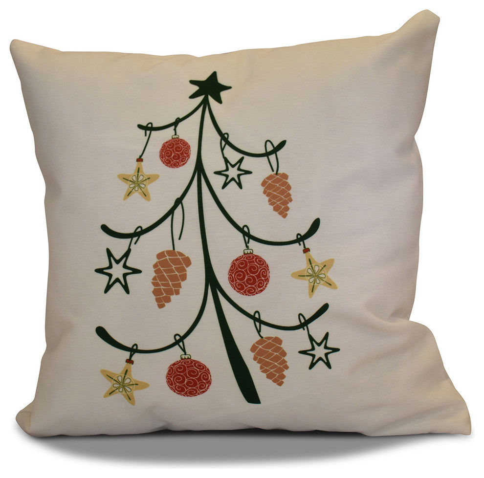 Decorative Holiday Pillow Geometric Print, Off White, 20"x20"