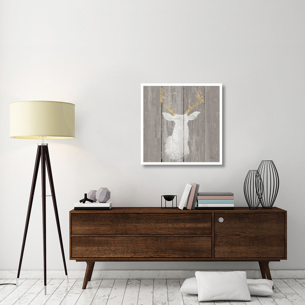 "Precious Antlers I on Gray Wood" Paper Print by Wellington Studio, 32"x32"
