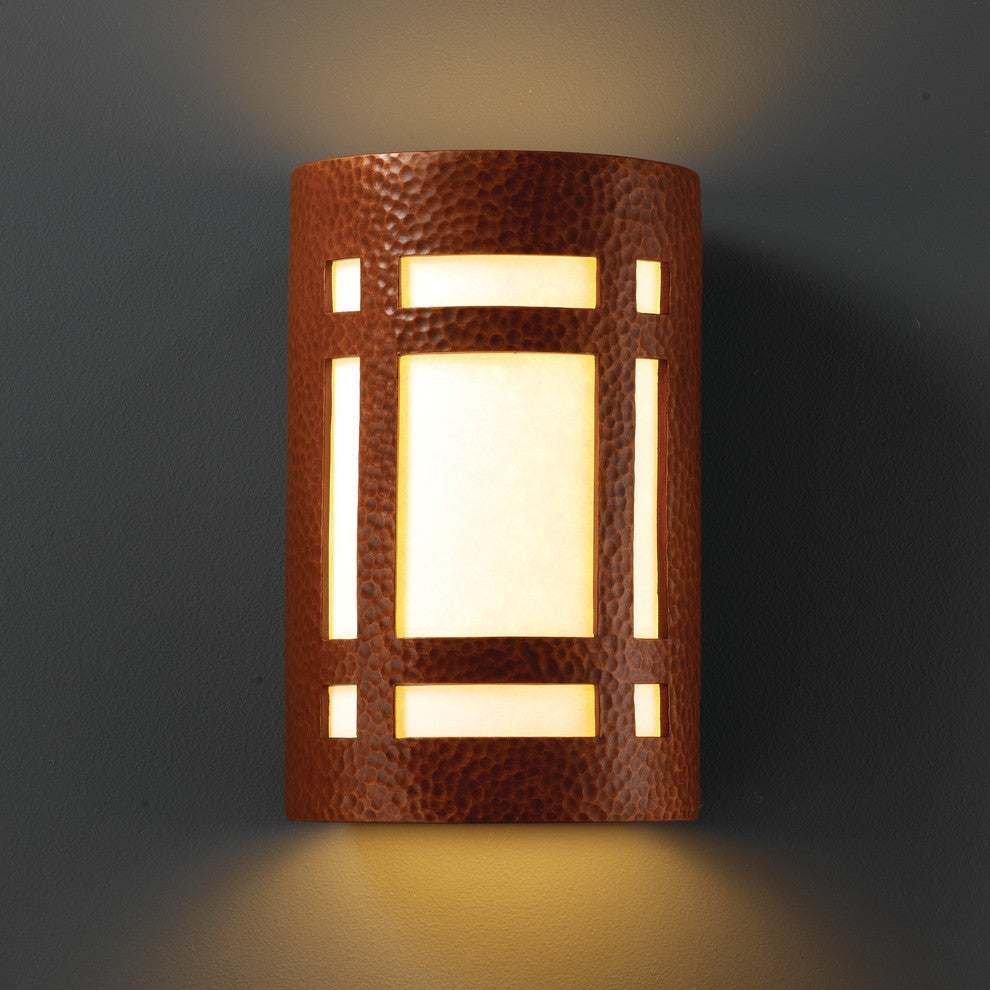 Ambiance Small Craftsman Window, Outdoor Wall Sconce, Copper, White