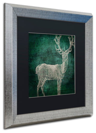 Color Bakery 'Emerald Deer' Art, Silver Frame, Black Matte, 16"x16"