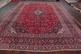 Consigned, Oriental Traditional Hand-Knotted Kashan Persian Area Rug, Red, 9x13