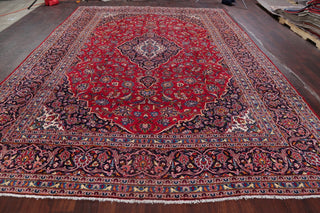 Consigned, Oriental Traditional Hand-Knotted Kashan Persian Area Rug, Red, 9x13