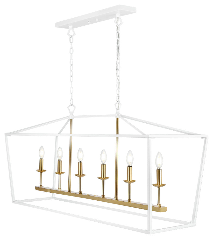 Pagoda Lantern Metal LED Pendant, White, Width: 49"