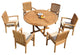 7-Piece Outdoor Teak Dining Set: 60" Round Table, 6 Wave Stacking Arm Chairs