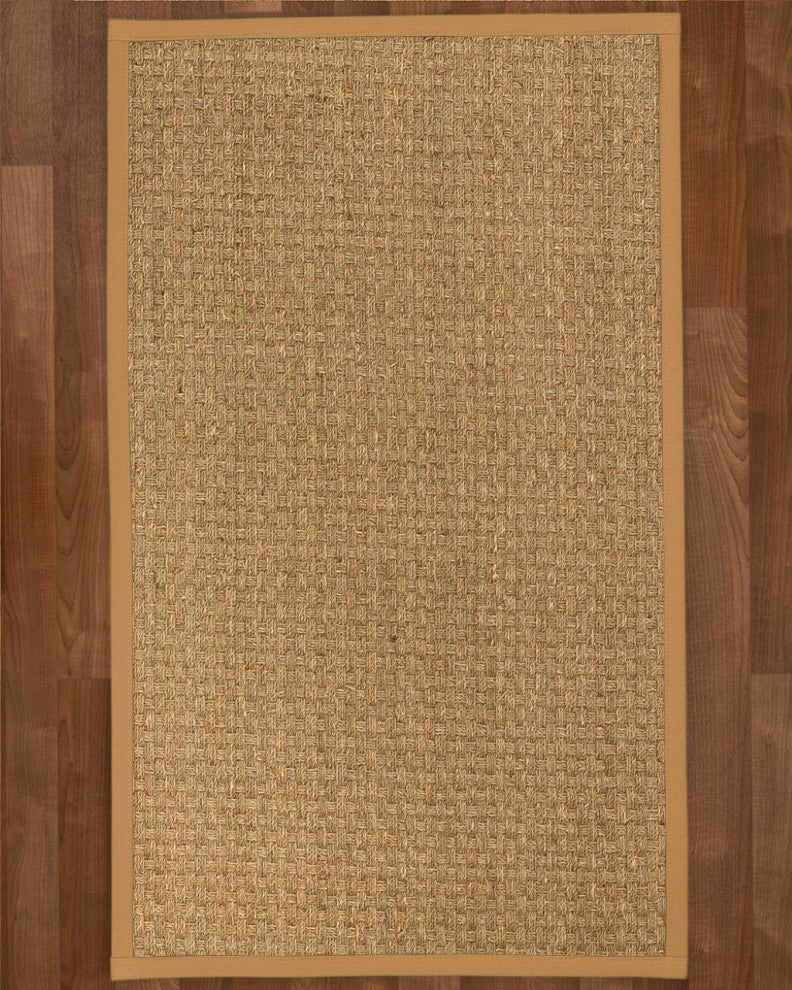 Natural Area Rugs Made in USA Basketweave Seagrass Rug, Doe, 4' X 12'