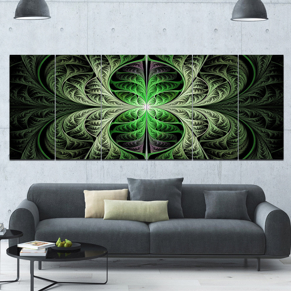 Fabulous Green Fractal Texture, Abstract Canvas Art Print, 70"x28", 6 Panels