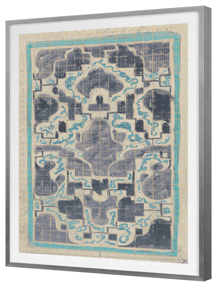 Rug Sketch 16 Fine Art Print, Silver, 41"x32"