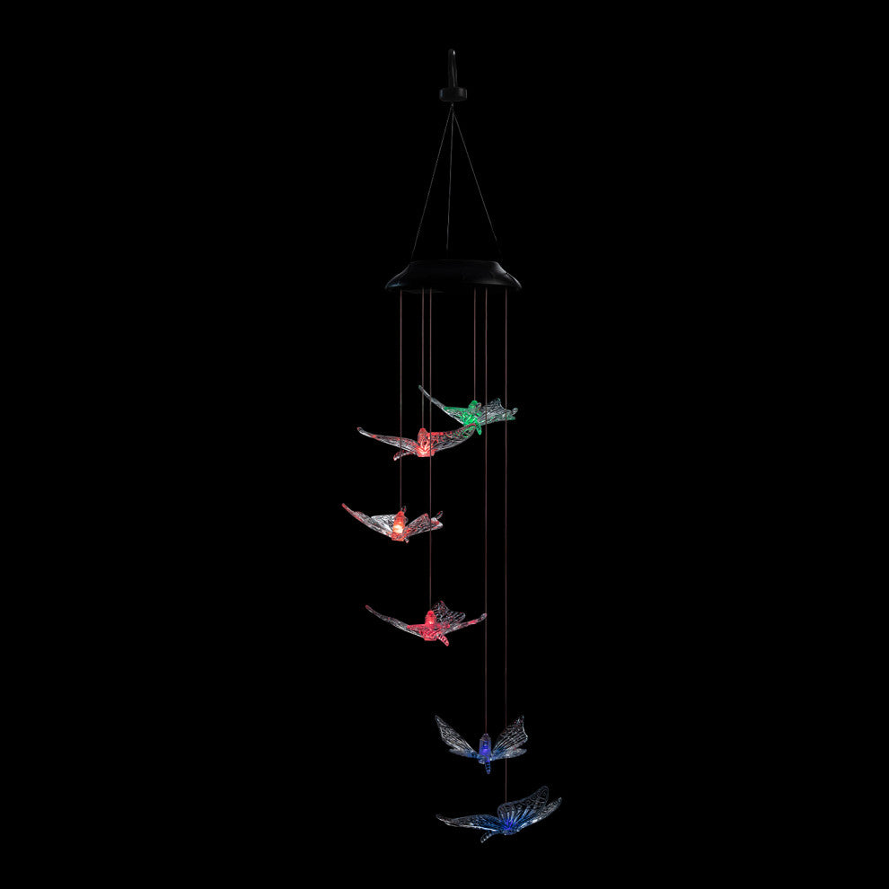 Alpine Solar Butterfly Windchime with LED Light, 26"