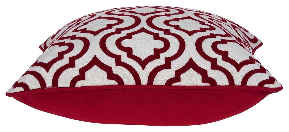 20" X 7" X 20" Transitional Red And White Accent Pillow Cover With Poly Insert