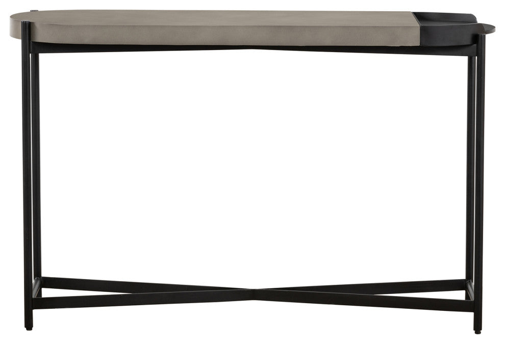 Dua Concrete and Black Metal Modern Console Table
