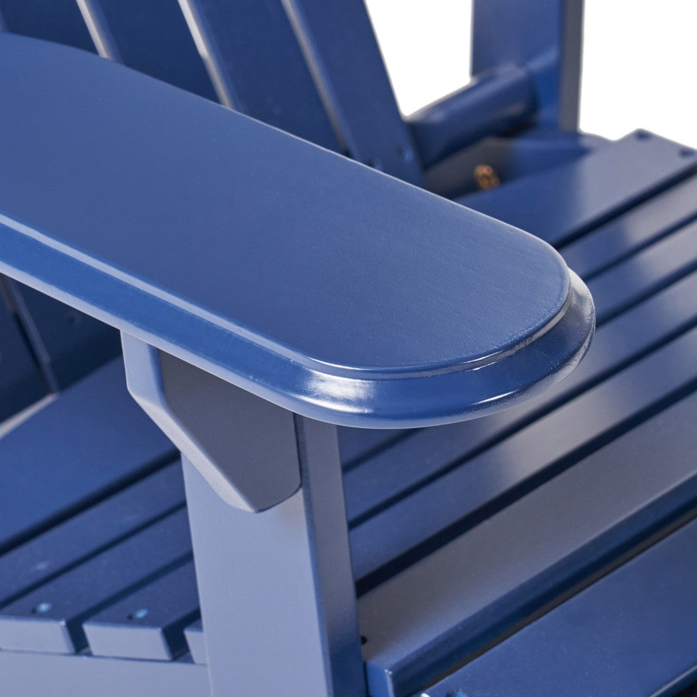 GDF Studio Katherine Outdoor Reclining Wood Adirondack Chair With Footrest, Navy
