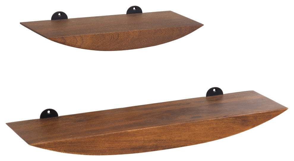 Hutch Set of 2 Wall Mounted Shelves, Walnut