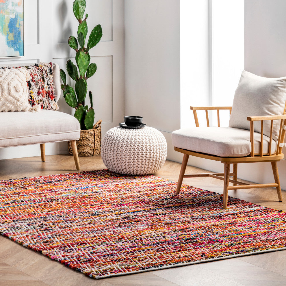 Nuloom Candy Striped Chevron Area Rug, Magenta 3'x5'