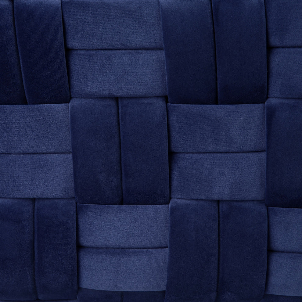 Inspired Home Johnathan Storage Bench Upholstered, Navy Velvet