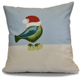 Merry Christmas Bird Pillow, Green, 20"x20"