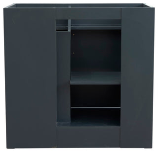 37" Single Sink Vanity, Dark Gray Finish With White Carrara Marble