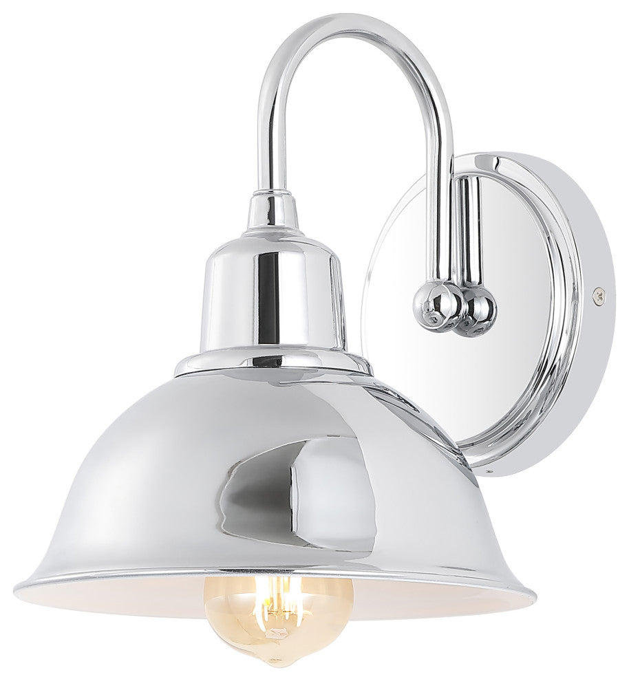 Frisco Farmhouse Industrial Iron LED Vanity, Chrome, Number of Heads: 1