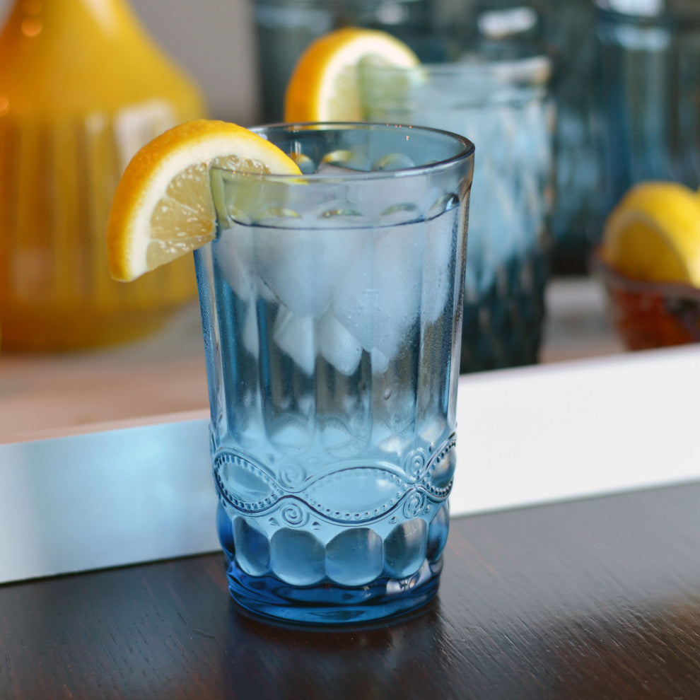 6 Blue Glass Tumblers